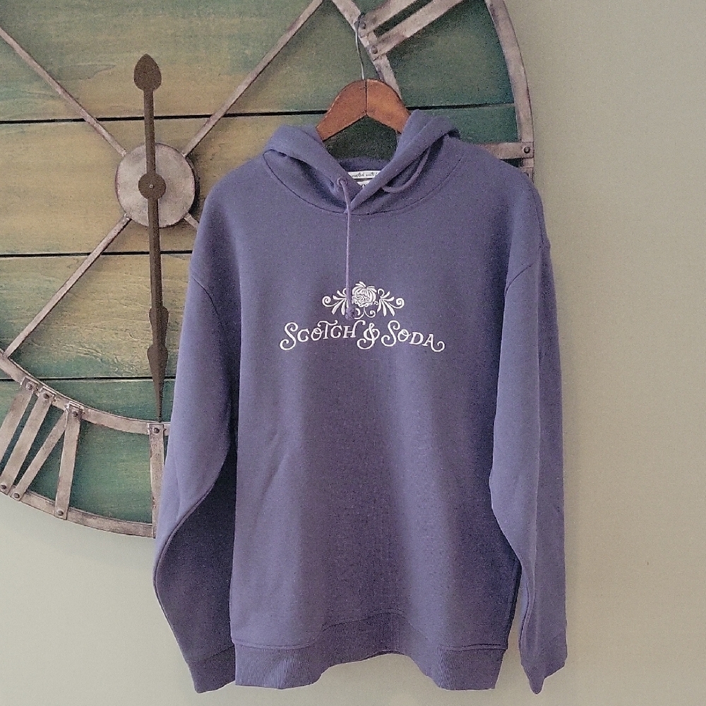 Scotch & Soda Logo Hoodie in Purple Sky